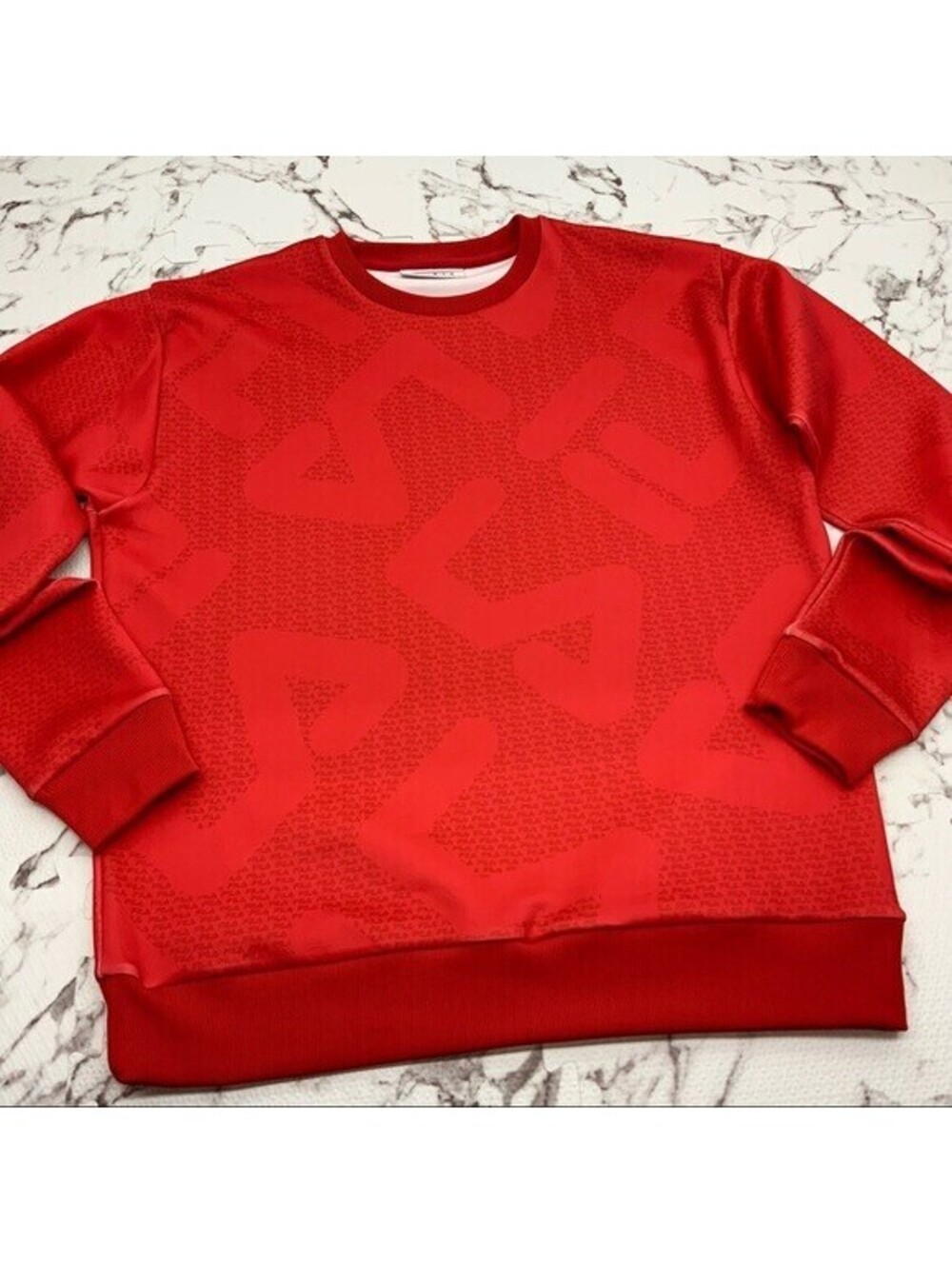 Men's Fila Red Allover Signature Crewneck